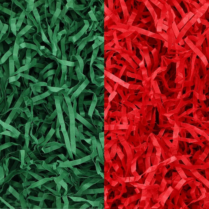 MARFOREVER 200g/7oz Christmas Crinkle Shredded Paper Filler, Xmas Red Green Raffia Cut Paper Shred Filler Grass for Christmas Basket Stuffing Gift Box Wrapping Party Decoration - Image 1